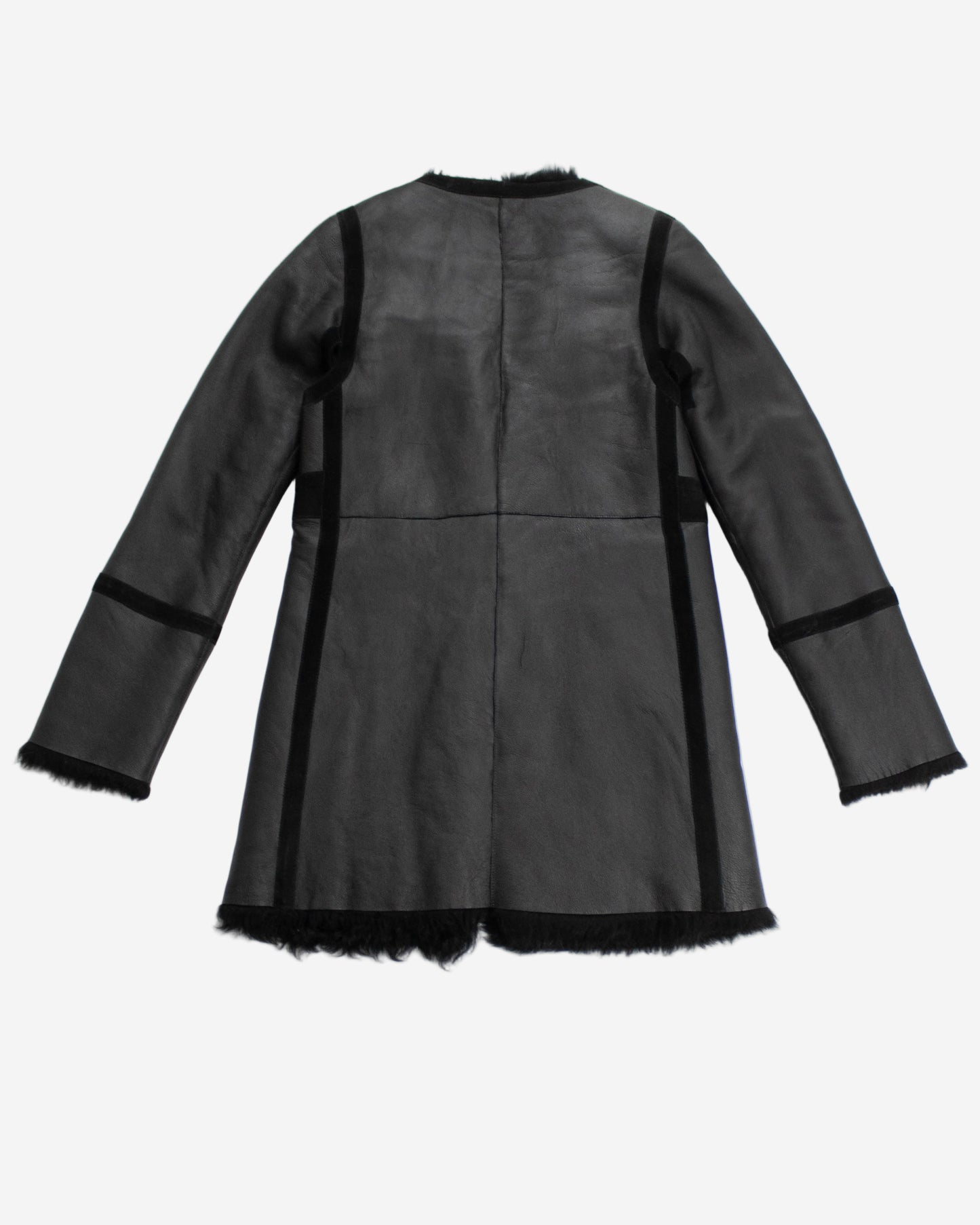 Vintage F/W 2002 Calvin Klein Collection Runway Black Shearling Coat / S