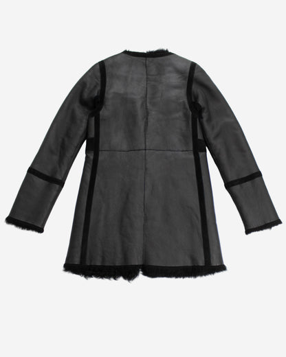 Vintage F/W 2002 Calvin Klein Collection Runway Black Shearling Coat / S