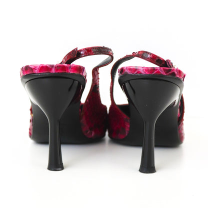 Vintage F/W 1999 Dolce&Gabbana Python Leather Snakeskin Square Toe Slingback Heels / 37.5 (US 7.5)