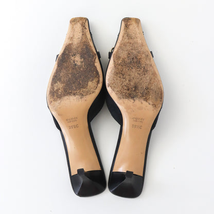Vintage Gucci by Tom Ford Black GG Logo Monogram Mules Horsebit Heels / 39.5 (US 9.5)