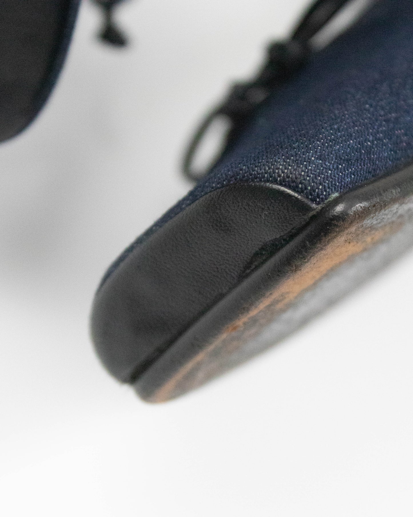 Vintage Chanel 2000 Denim Ballet Pointe Bow Detail Mule Heels / 37 (US 7)