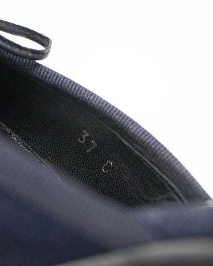 Vintage Chanel 2000 Denim Ballet Pointe Bow Detail Mule Heels / 37 (US 7)