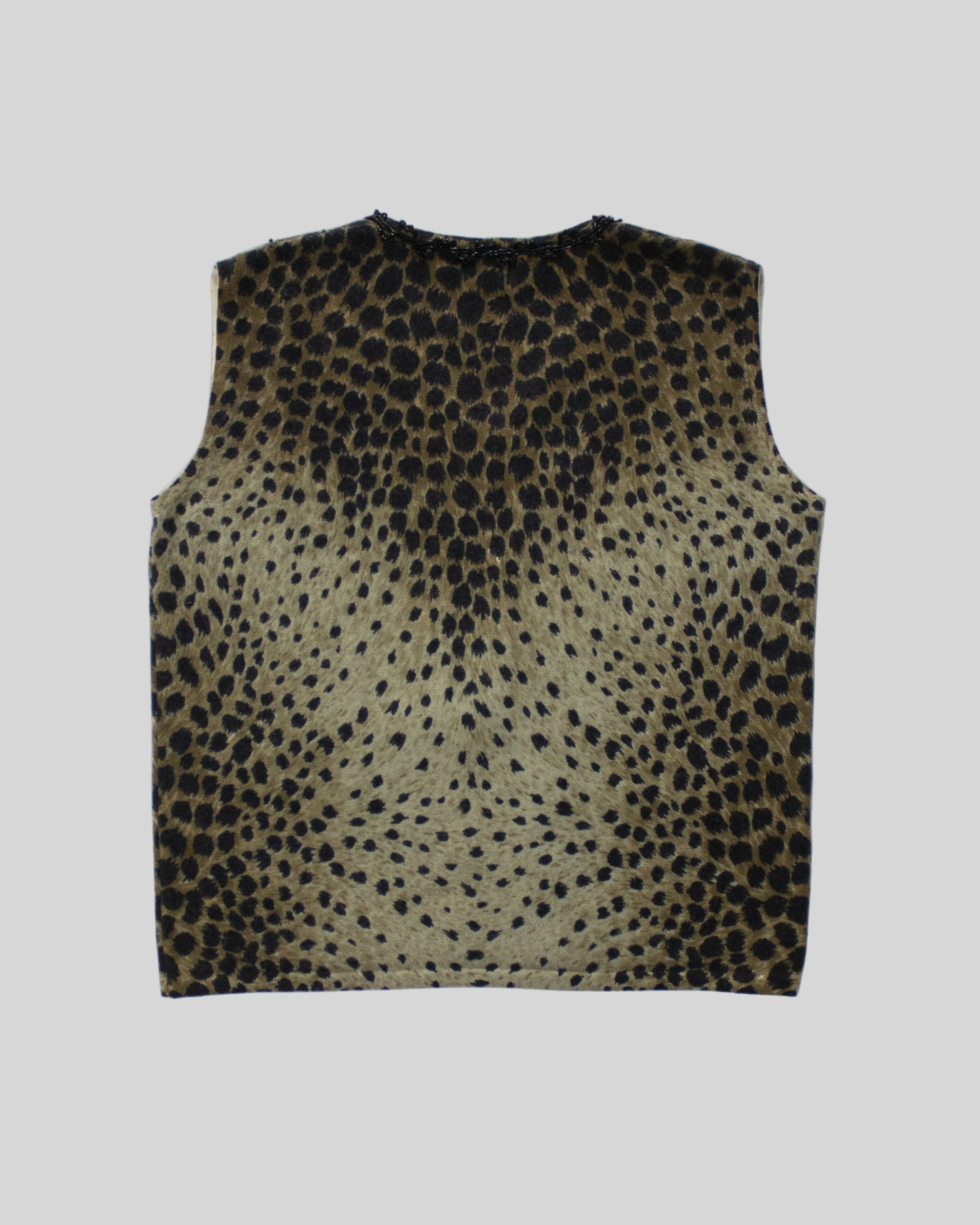 Vintage F/W 1994 Blumarine Anna Molinari Beaded Leopard Runway Tank Top / S-M