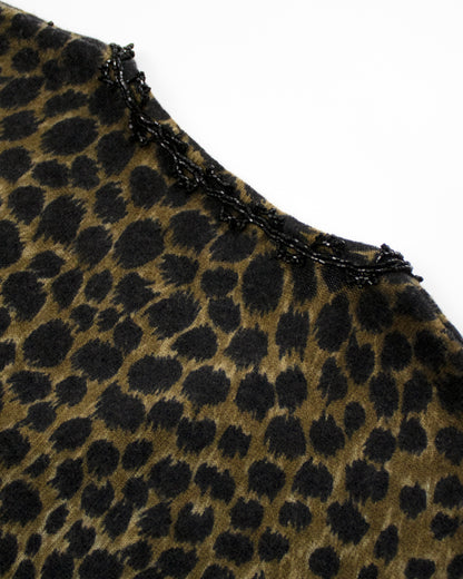 Vintage F/W 1994 Blumarine Anna Molinari Beaded Leopard Runway Tank Top / S-M