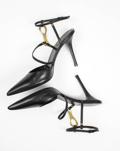 Vintage Gucci by Tom Ford Black Leather Horsebit Detail Pumps / 40 (US 10)