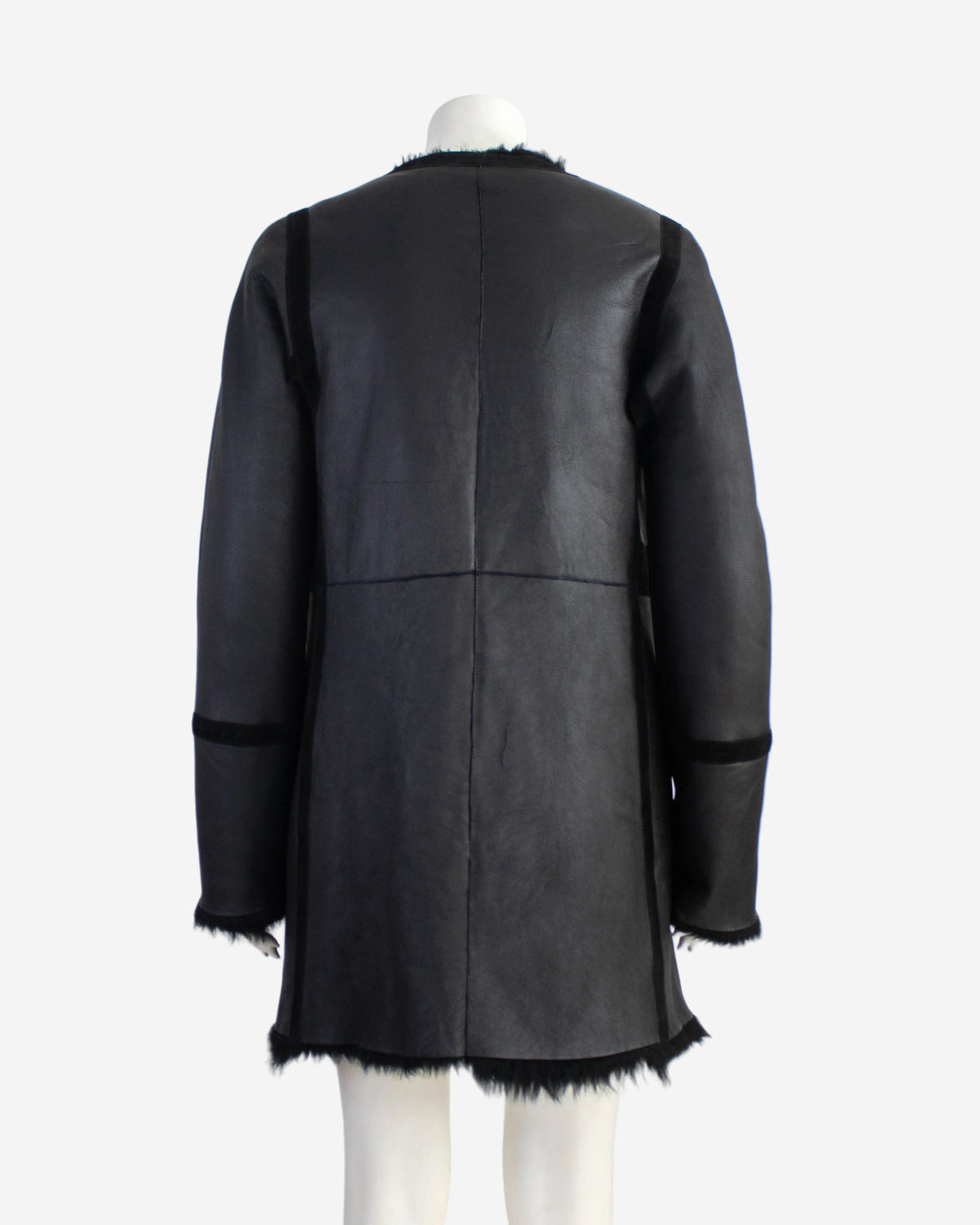 Vintage F/W 2002 Calvin Klein Collection Runway Black Shearling Coat / S