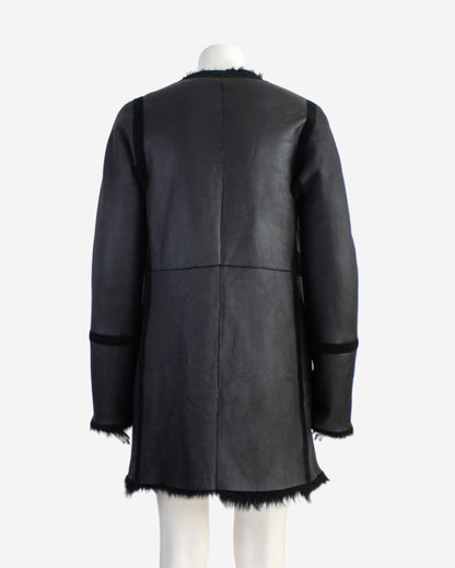 Vintage F/W 2002 Calvin Klein Collection Runway Black Shearling Coat / S