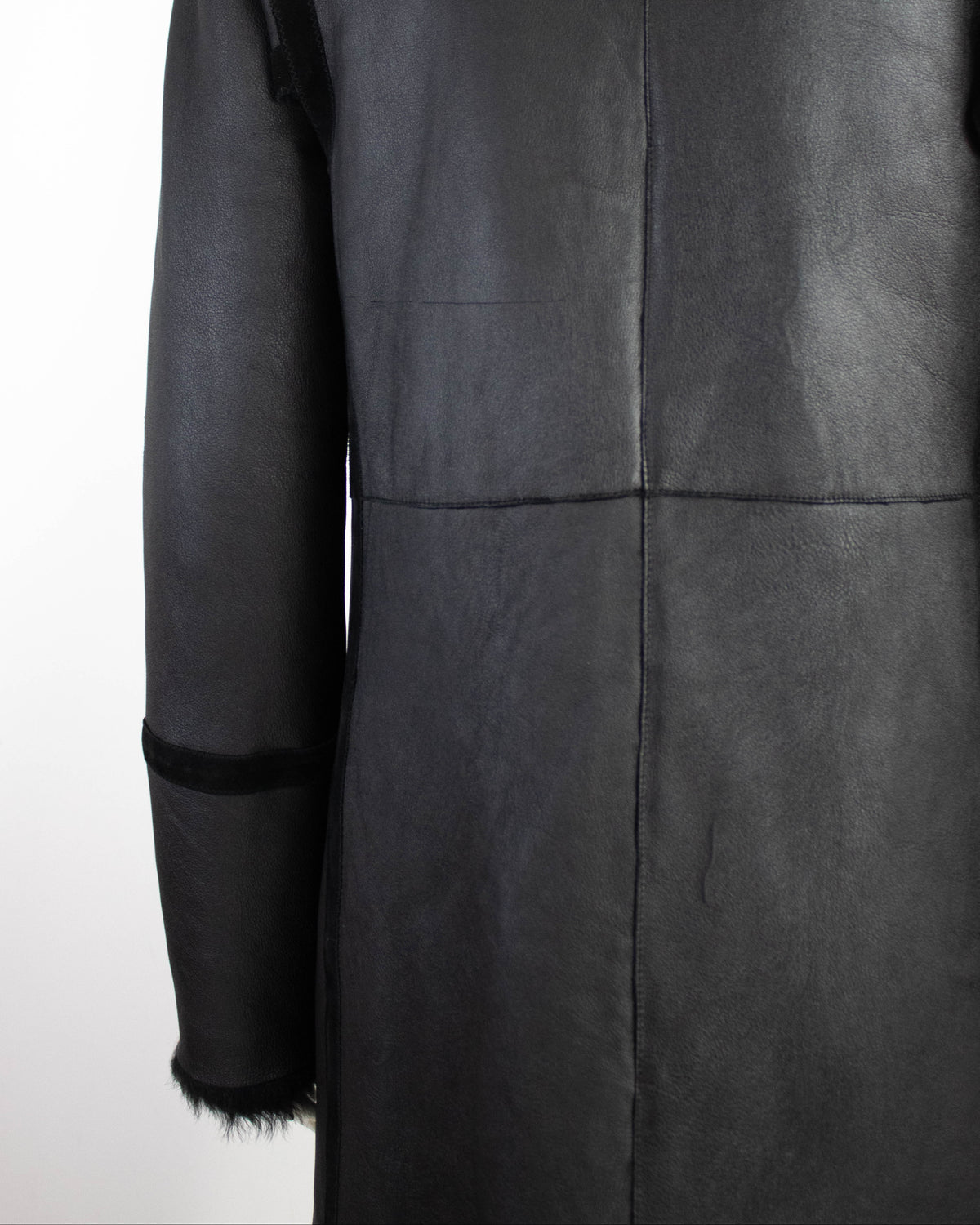 Vintage F/W 2002 Calvin Klein Collection Runway Black Shearling Coat / S