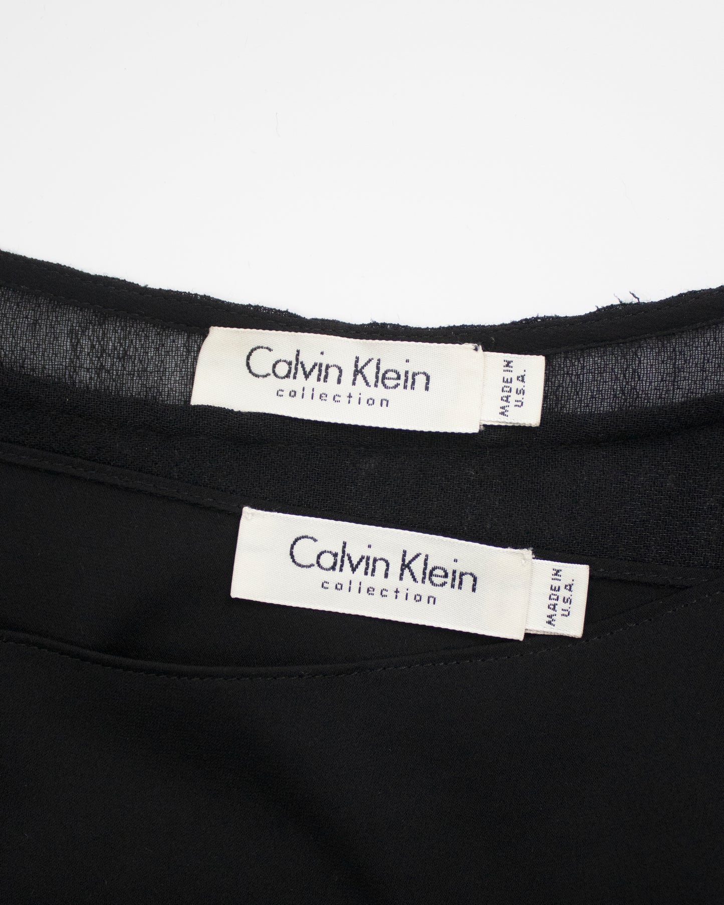 Vintage S/S 1997 Calvin Klein Collection Sheer Black Wool Nylon Dress + Slip / 4 (XS)