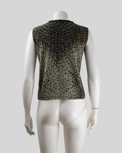 Vintage F/W 1994 Blumarine Anna Molinari Beaded Leopard Runway Tank Top / S-M