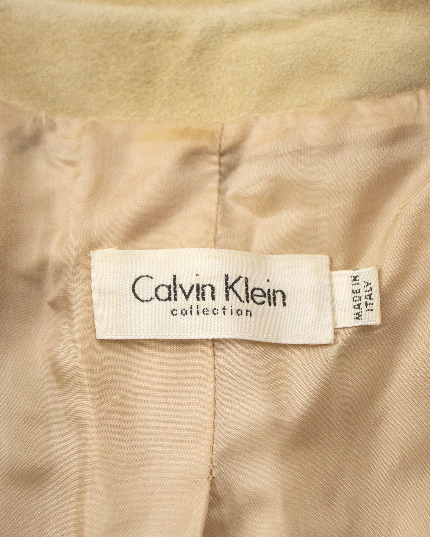 Vintage S/S 2001 Calvin Klein Collection Beige Suede Jacket Skirt Set / M