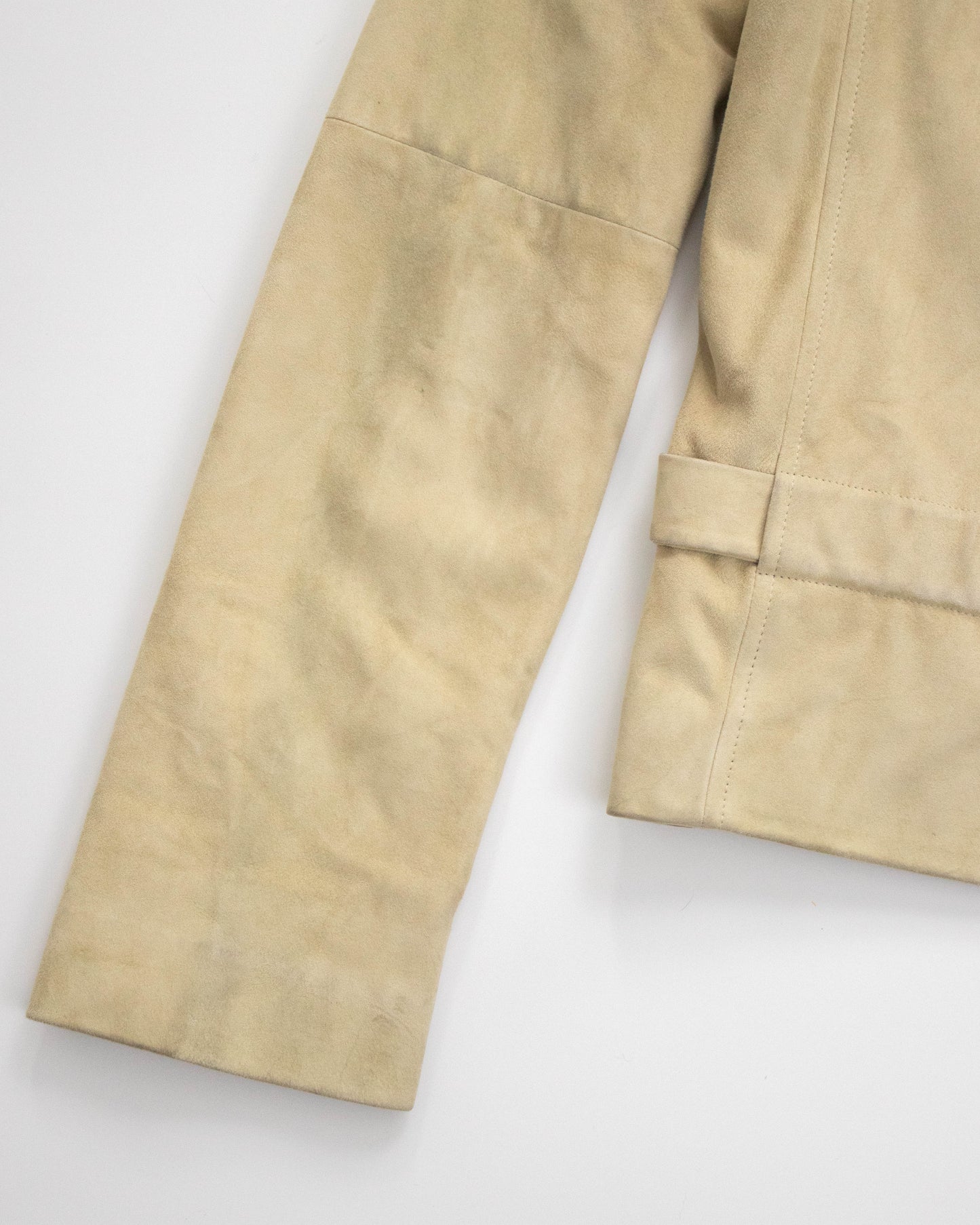 Vintage S/S 2001 Calvin Klein Collection Beige Suede Jacket Skirt Set / M