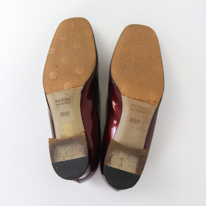Vintage F/W 1995 Gucci by Tom Ford Red Patent Leather Horsebit Block Heel Pumps / 36.5 (US 6.5)