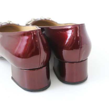 Vintage F/W 1995 Gucci by Tom Ford Red Patent Leather Horsebit Block Heel Pumps / 36.5 (US 6.5)