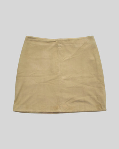 Vintage S/S 2001 Calvin Klein Collection Beige Suede Jacket Skirt Set / M