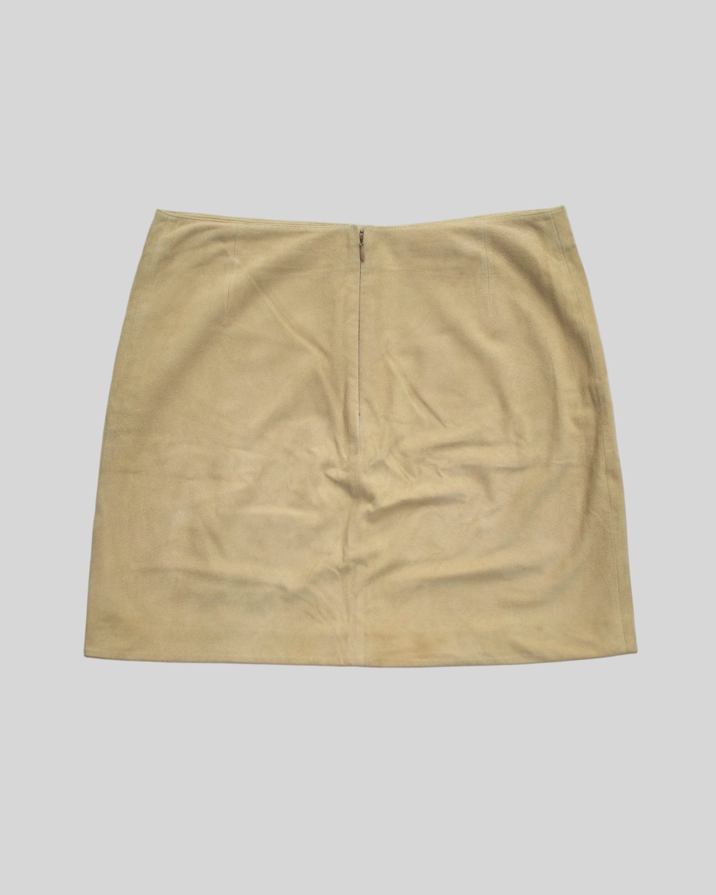 Vintage S/S 2001 Calvin Klein Collection Beige Suede Jacket Skirt Set / M