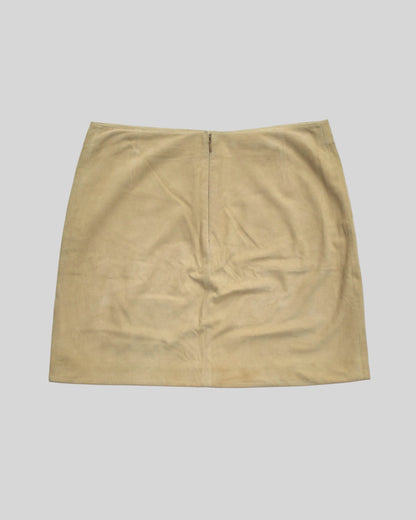Vintage S/S 2001 Calvin Klein Collection Beige Suede Jacket Skirt Set / M