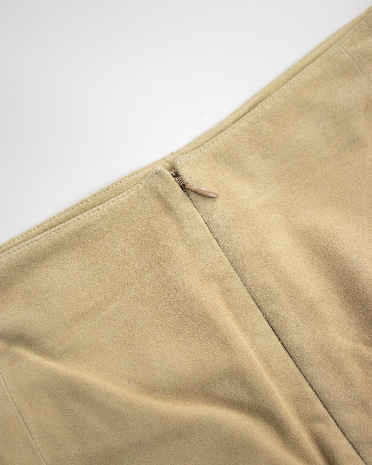 Vintage S/S 2001 Calvin Klein Collection Beige Suede Jacket Skirt Set / M