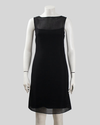 Vintage S/S 1997 Calvin Klein Collection Sheer Black Wool Nylon Dress + Slip / 4 (XS)