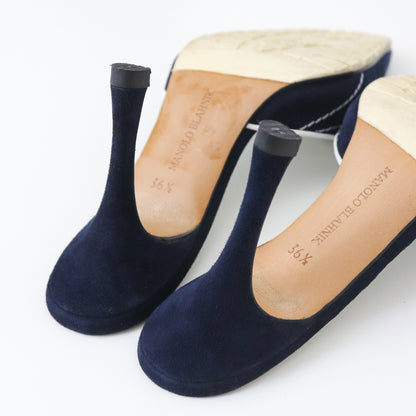 Vintage Manolo Blahnik Suede Sneaker Mules Shoelaces Detail Heels As seen in Sex and The City / 36.5 (US 6.5)
