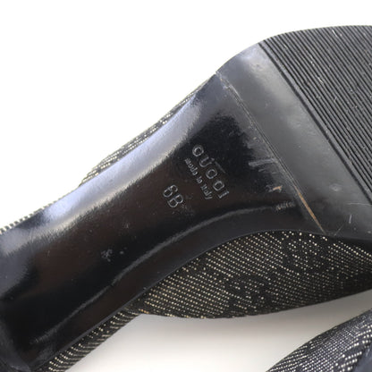 Vintage Gucci by Tom Ford Gray Denim Monogram Canvas Mules / 36 (US 6)