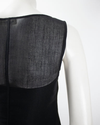 Vintage S/S 1997 Calvin Klein Collection Sheer Black Wool Nylon Dress + Slip / 4 (XS)