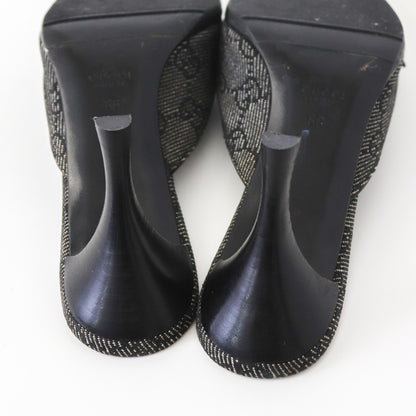 Vintage Gucci by Tom Ford Gray Denim Monogram Canvas Mules / 36 (US 6)