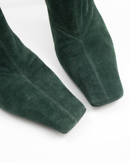 Celine by Phoebe Philo F/W 2018 Green Suede Madame Flare Boots / 36 (37)
