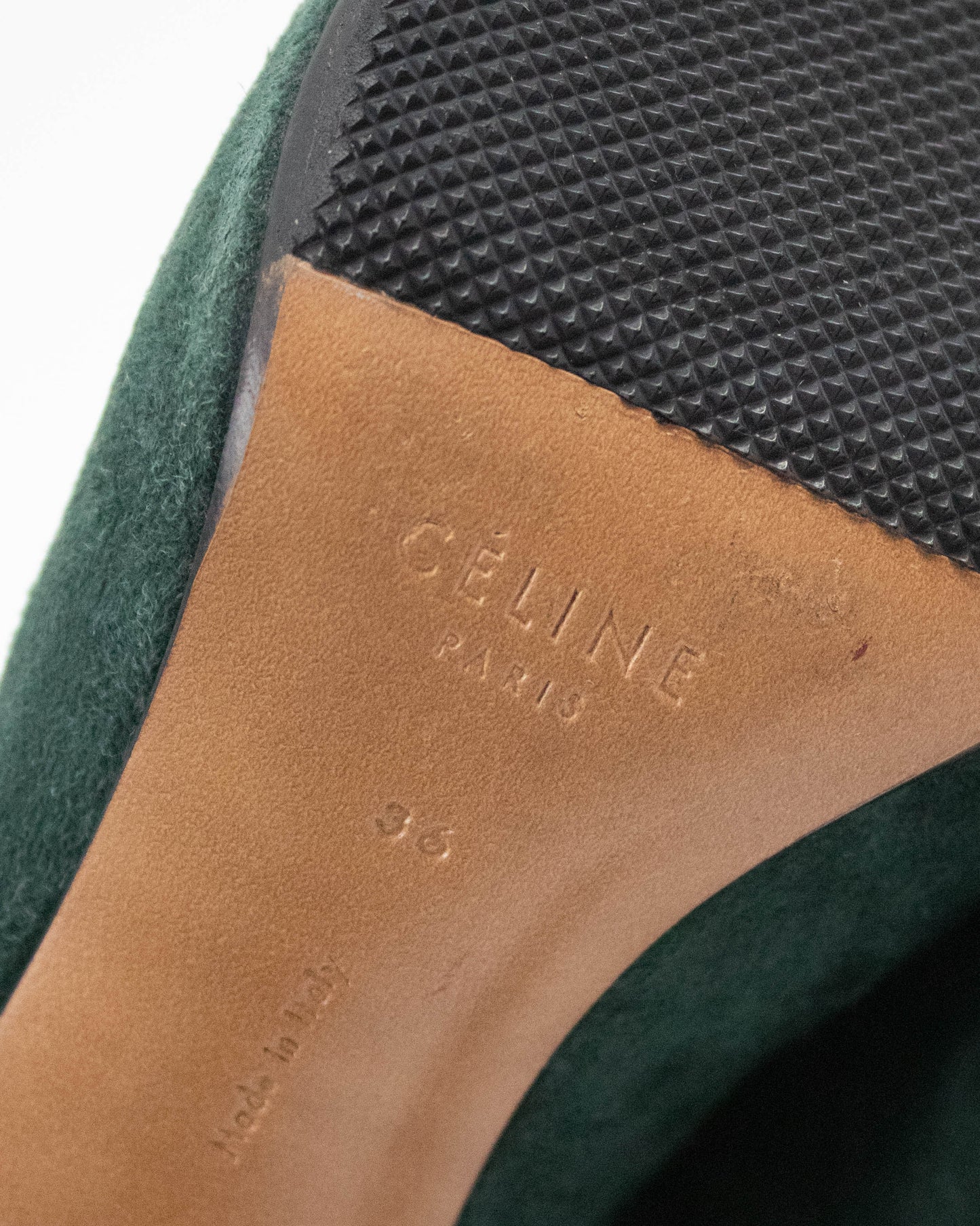 Celine by Phoebe Philo F/W 2018 Green Suede Madame Flare Boots / 36 (37)