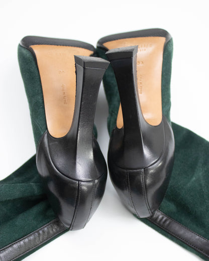 Celine by Phoebe Philo F/W 2018 Green Suede Madame Flare Boots / 36 (37)