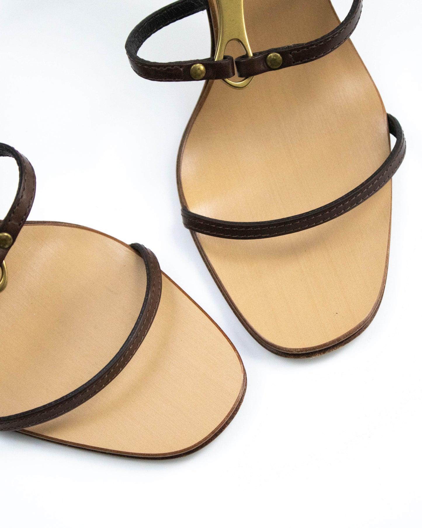 Vintage Gucci by Tom Ford Brown Ankle Strap Sandals Horsebit Detail / 36 (US 6)