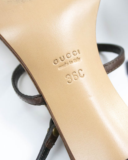 Vintage Gucci by Tom Ford Brown Ankle Strap Sandals Horsebit Detail / 36 (US 6)