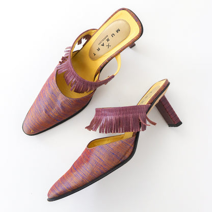 Vintage Muxart Barcelona Pointed Toe Mules Fringed Sandals / 37.5 (US 7.5)