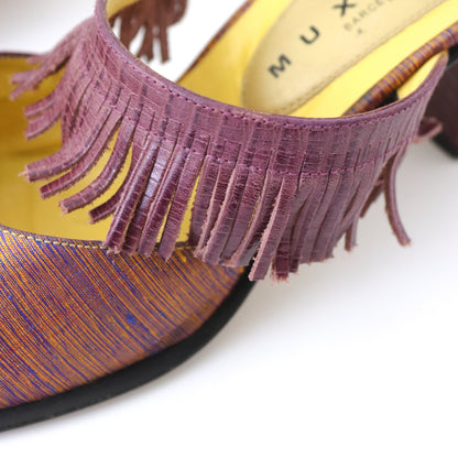 Vintage Muxart Barcelona Pointed Toe Mules Fringed Sandals / 37.5 (US 7.5)