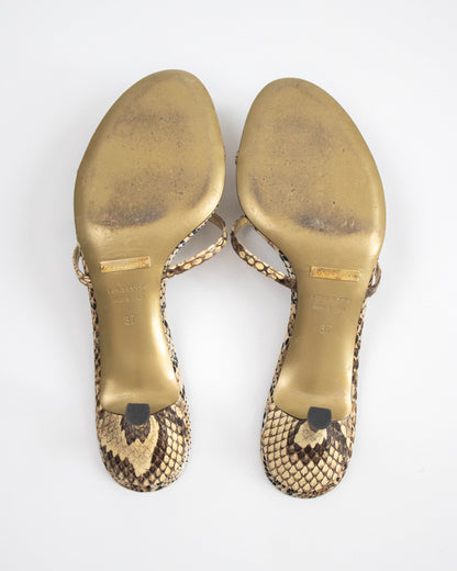 Vintage S/S 2005 Dolce&Gabbana Python Print Heart Detail Mule Heels / 37 (US 7)