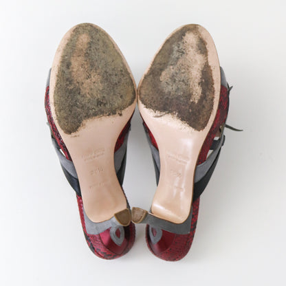 Vintage S/S 2008 Miu Miu Prada Snakeskin Leather Ladybug Mules Heels / 36.5 (US 6.5)