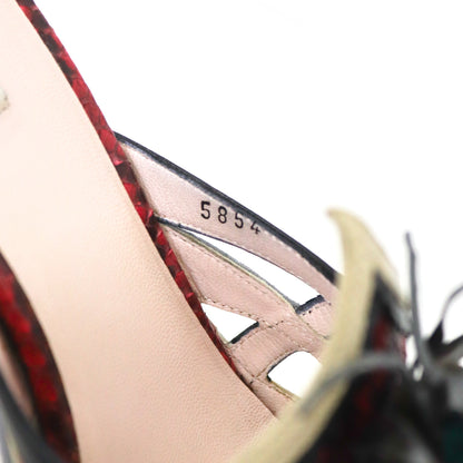 Vintage S/S 2008 Miu Miu Prada Snakeskin Leather Ladybug Mules Heels / 36.5 (US 6.5)