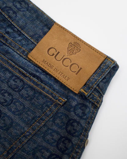 Vintage Gucci 2006 Interlocking G Monogram Denim Mini Skirt / IT 42 (S-M)