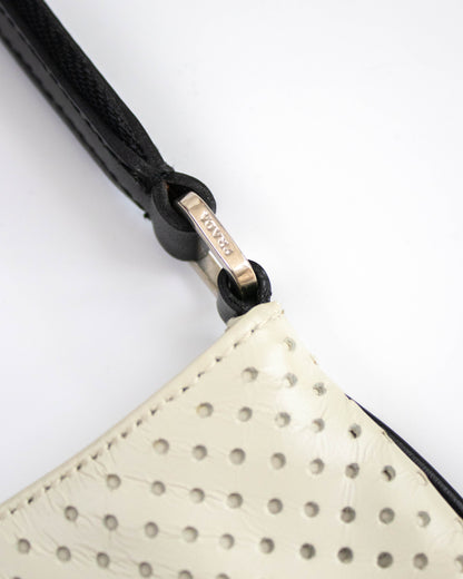 Vintage S/S 2000 Prada Vitello Drive Perforated Leather Shoulder Bag / As seen in Sex and the City