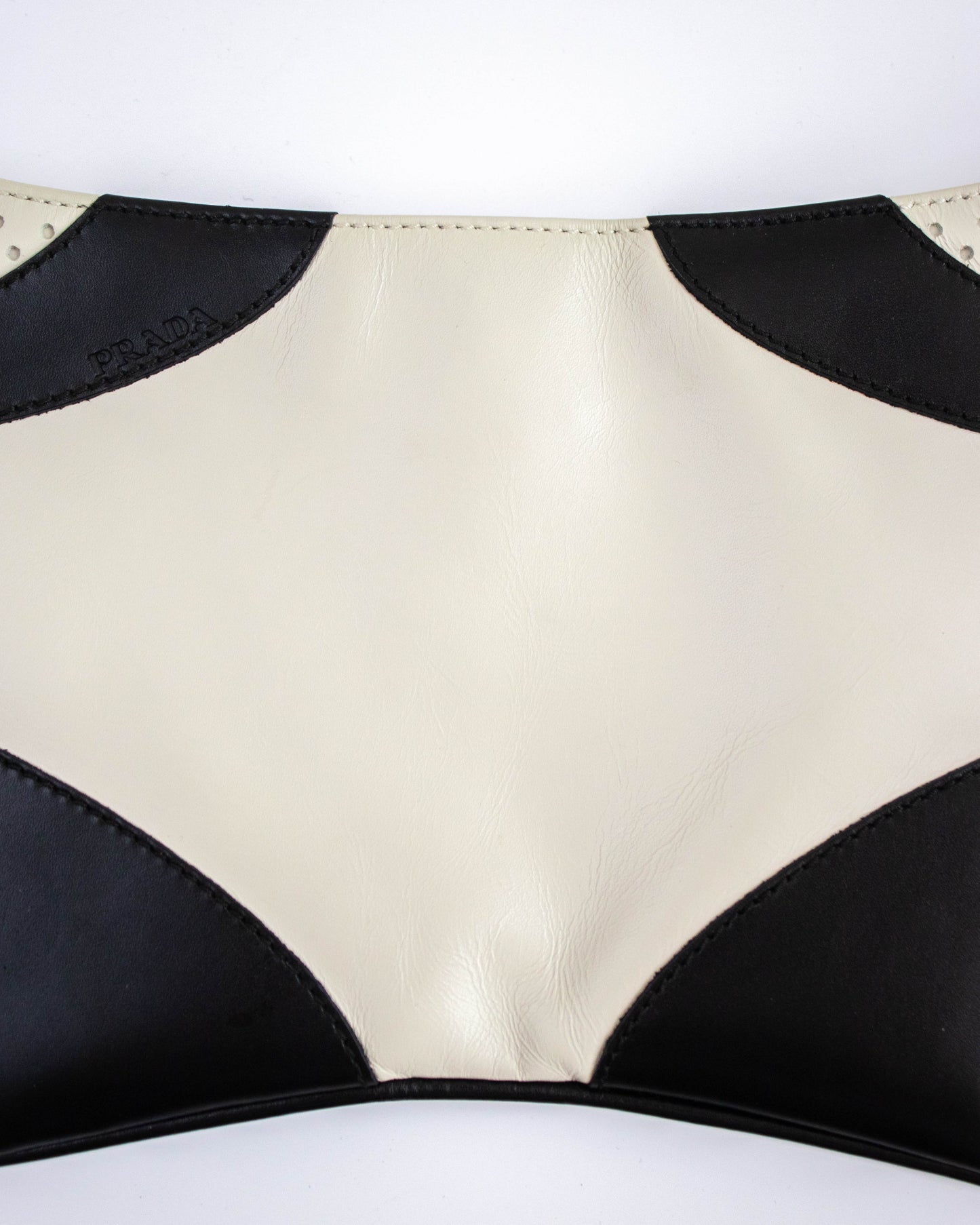Vintage S/S 2000 Prada Vitello Drive Perforated Leather Shoulder Bag / As seen in Sex and the City