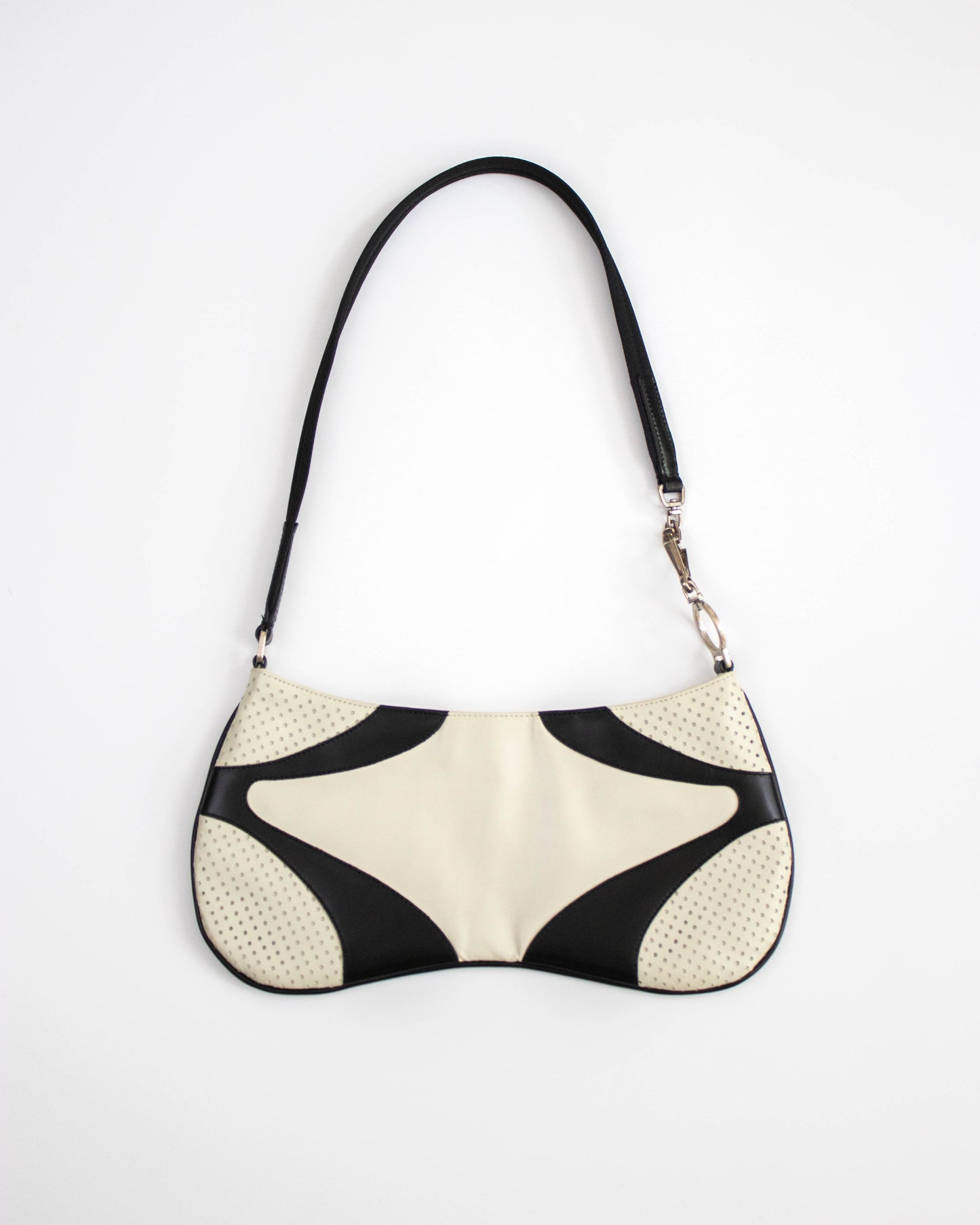 Vintage S/S 2000 Prada Vitello Drive Perforated Leather Shoulder Bag / As seen in Sex and the City