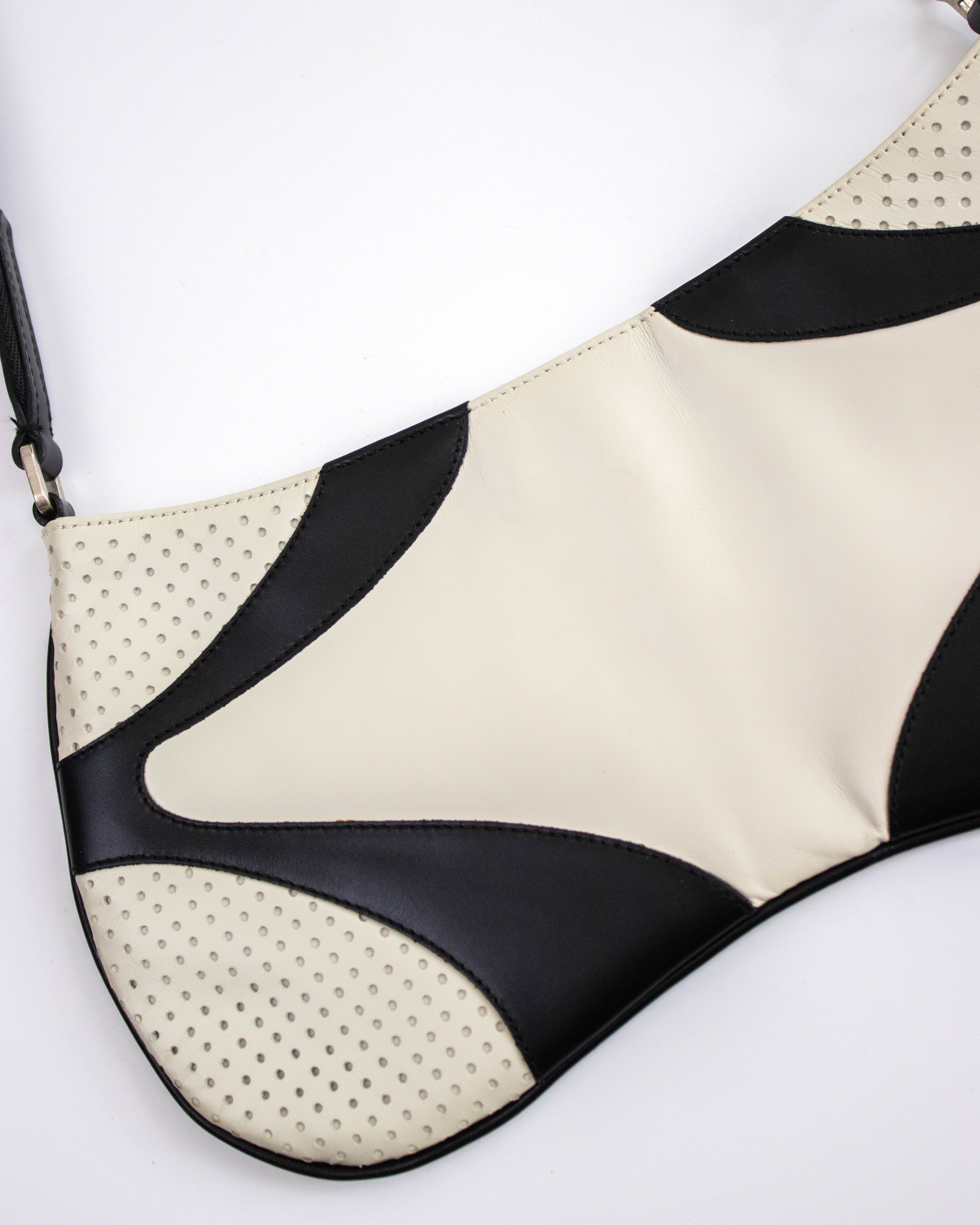 Vintage S/S 2000 Prada Vitello Drive Perforated Leather Shoulder