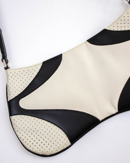 Vintage S/S 2000 Prada Vitello Drive Perforated Leather Shoulder Bag / As seen in Sex and the City