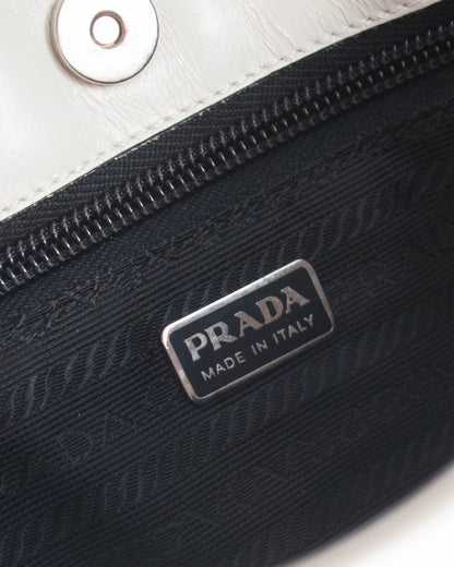 Vintage S/S 2000 Prada Vitello Drive Perforated Leather Shoulder Bag / As seen in Sex and the City