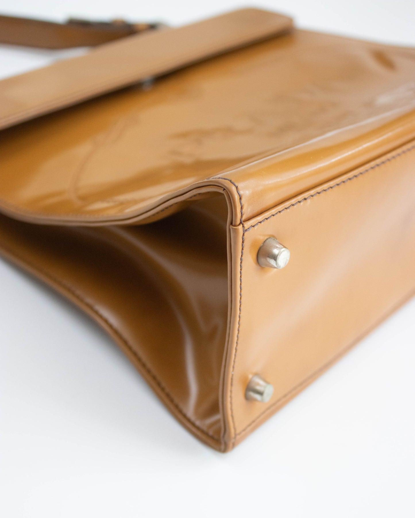 Vintage F/W 2005 Prada Camel Spazzolato Leather Logo Bag