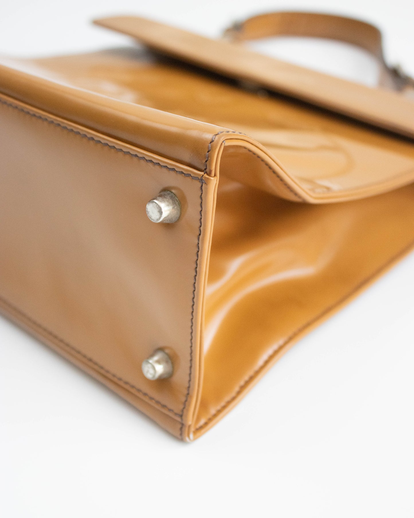 Vintage F/W 2005 Prada Camel Spazzolato Leather Logo Bag