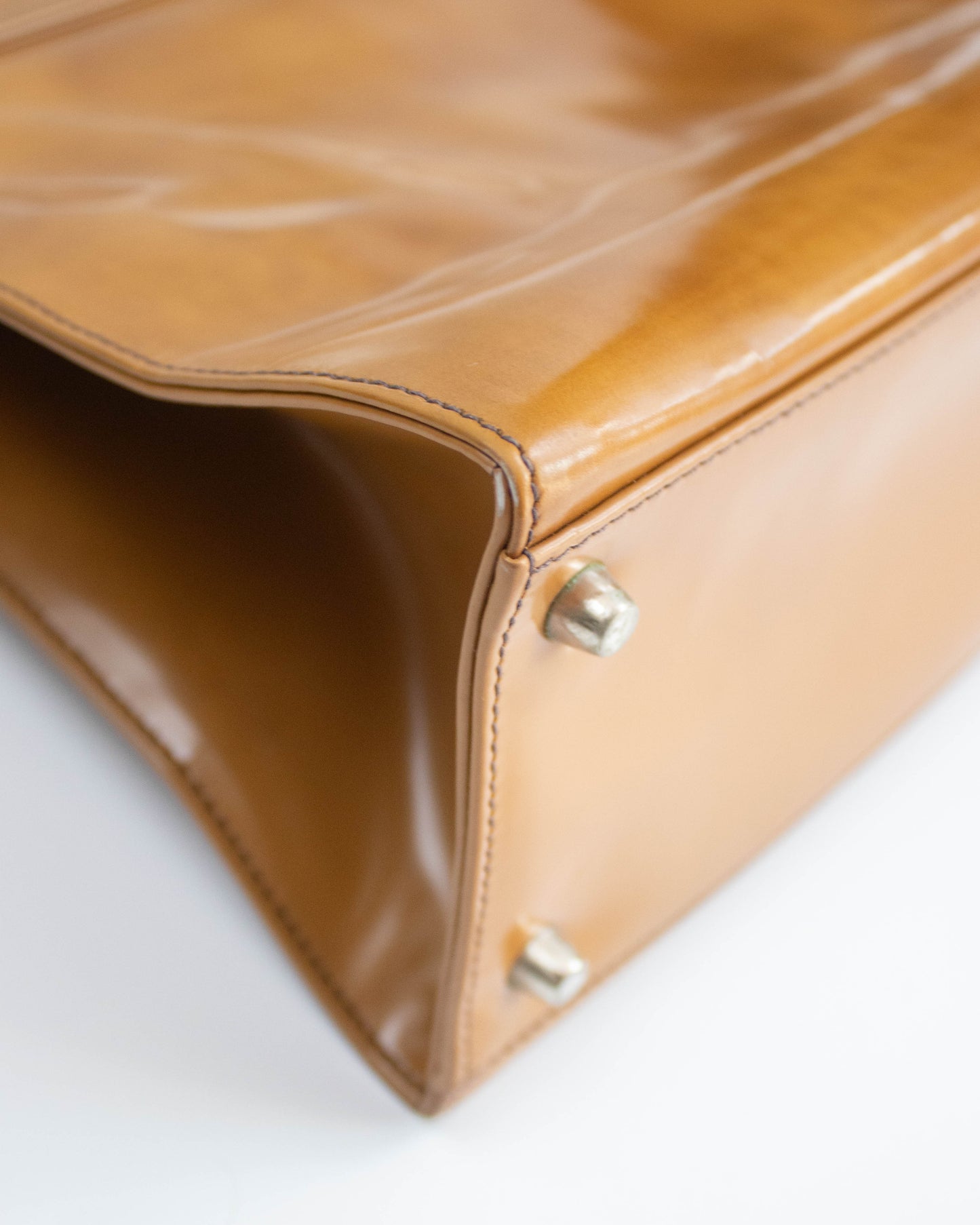 Vintage F/W 2005 Prada Camel Spazzolato Leather Logo Bag