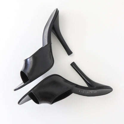 S/S 1998 Gucci by Tom Ford Black Leather Mules Minimalist Heels / 36 (US 6)