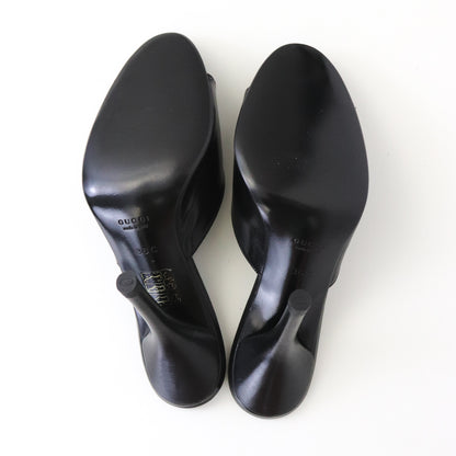 S/S 1998 Gucci by Tom Ford Black Leather Mules Minimalist Heels / 36 (US 6)