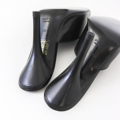 S/S 1998 Gucci by Tom Ford Black Leather Mules Minimalist Heels / 36 (US 6)